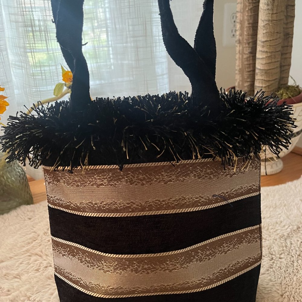 Black and gold handbag fabric bag